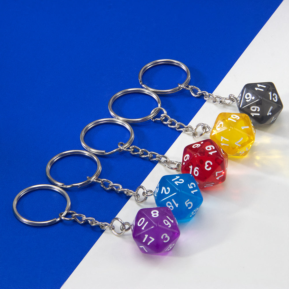 Candy Colored Keychain Board Game Souvenirs Kid Gift Keychain Handbag Table Game Lucky D20 Dice Keychain