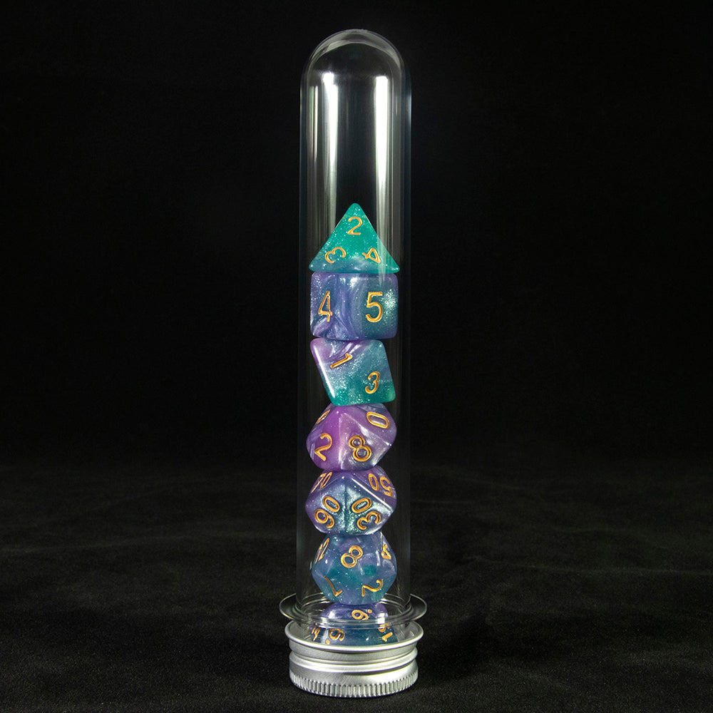 Creative Universe Galaxy DND Game Dice Polyhedral Dice Set with Tube for Souvenirst Entertainment RPG Table Game