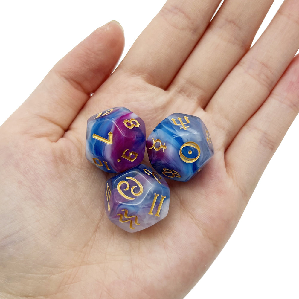 3pcs D12 Astrology Dice for Constellation Divination Leisure and Entertainment Supplies for Party Game Role Playing Game