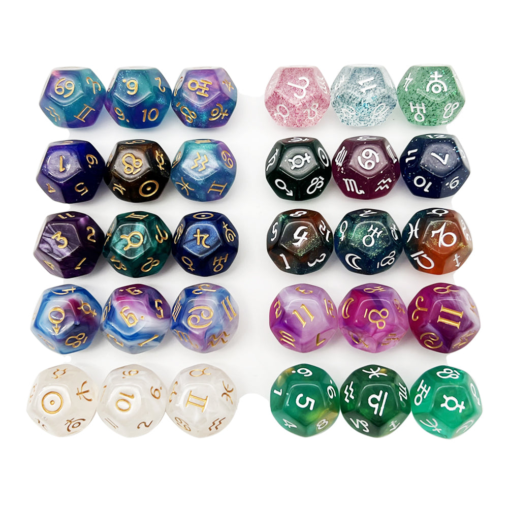 3pcs D12 Astrology Dice for Constellation Divination Leisure and Entertainment Supplies for Party Game Role Playing Game