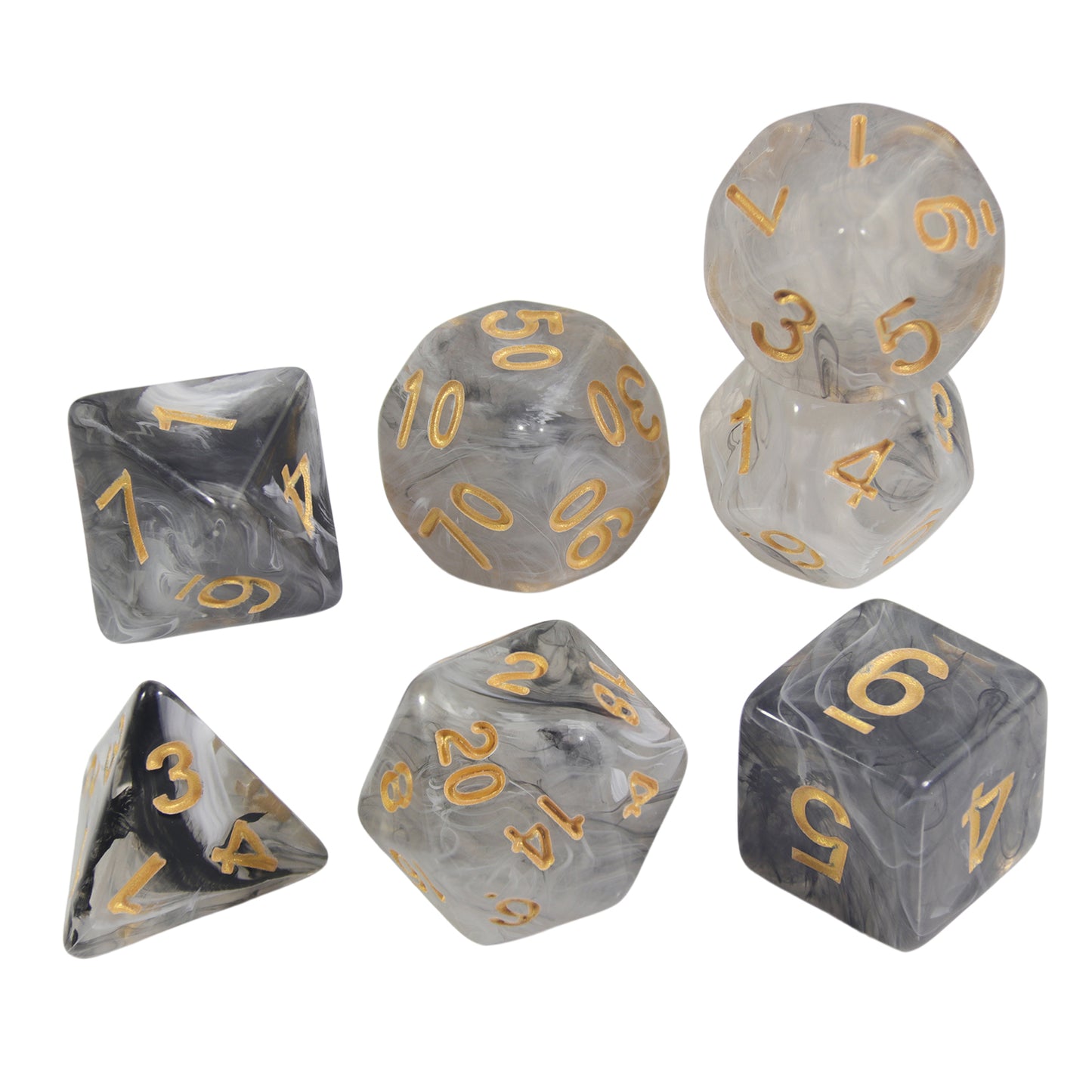 DND Dice Set with Mixed Color Fog Effect, 7pcs Polyhedral Dice for Board Games, DND TRPG Gaming Accessories, Perfect for Role-Playing Games