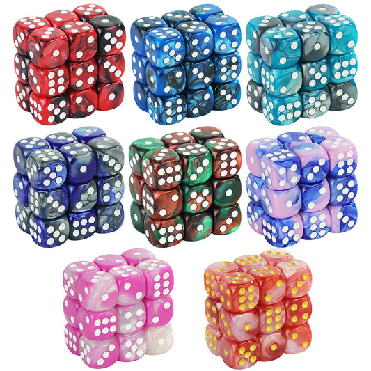 Set of 10pcs 12mm Dice D6 Mixing Color Cube Dice for Board Game, Acrylic Minimalist Game Dice Durable