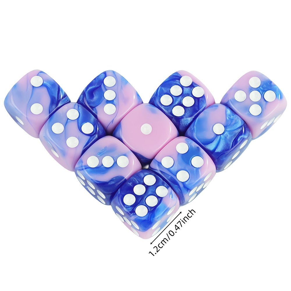 Set of 10pcs 12mm Dice D6 Mixing Color Cube Dice for Board Game, Acrylic Minimalist Game Dice Durable