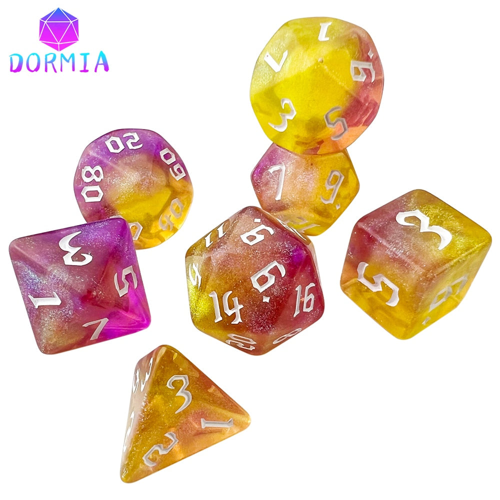 7 Dice Set  - D4 D6 D8 D10 D12 D20 D%Polyhedral Digital Multi-Color for Boardgame As Souvenirs/Gift Entertainment game Dice