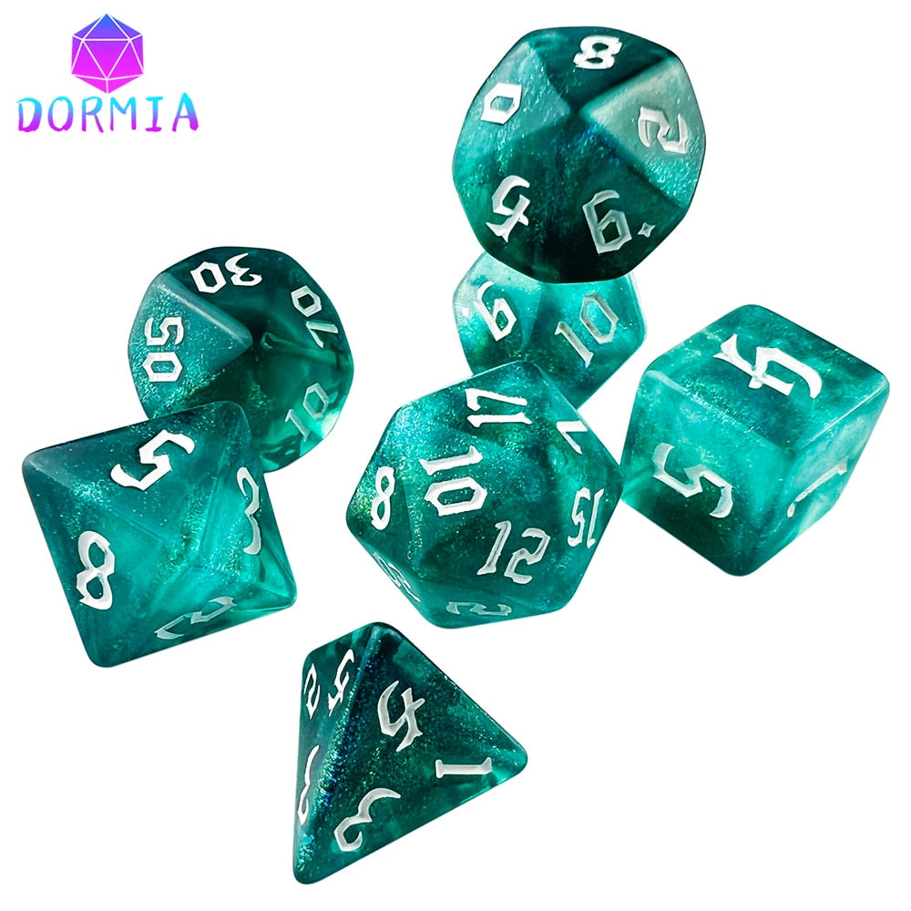 7 Dice Set  - D4 D6 D8 D10 D12 D20 D%Polyhedral Digital Multi-Color for Boardgame As Souvenirs/Gift Entertainment game Dice