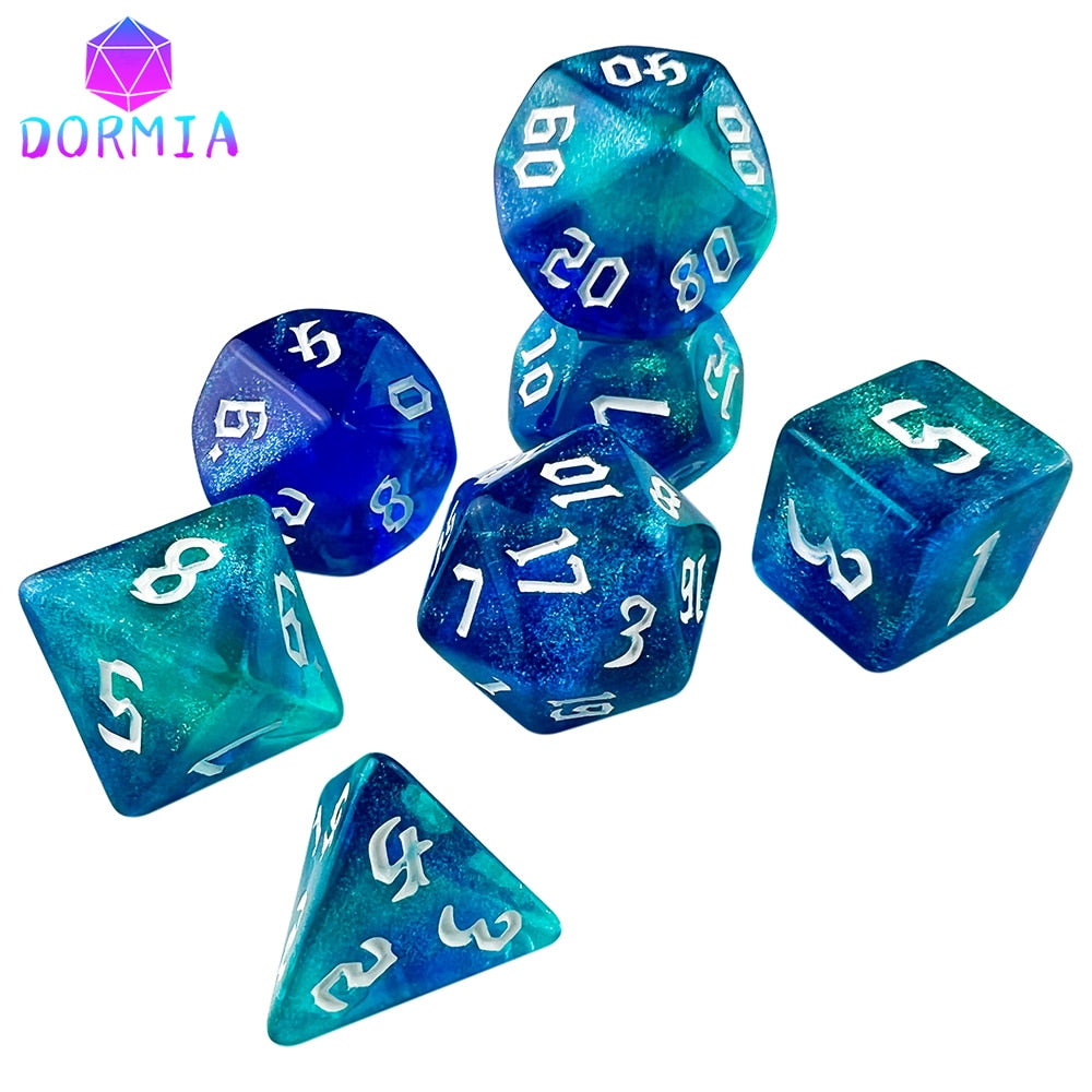 7 Dice Set  - D4 D6 D8 D10 D12 D20 D%Polyhedral Digital Multi-Color for Boardgame As Souvenirs/Gift Entertainment game Dice