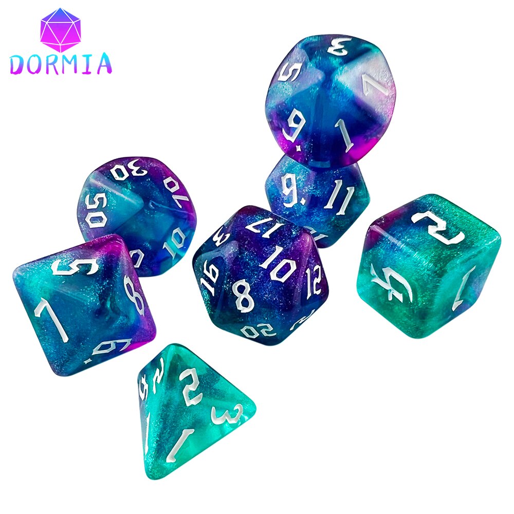 7 Dice Set  - D4 D6 D8 D10 D12 D20 D%Polyhedral Digital Multi-Color for Boardgame As Souvenirs/Gift Entertainment game Dice