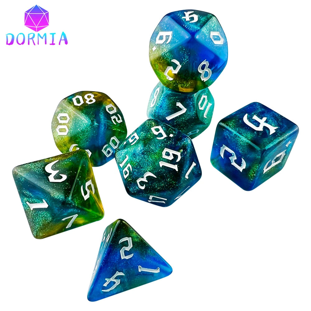 7 Dice Set  - D4 D6 D8 D10 D12 D20 D%Polyhedral Digital Multi-Color for Boardgame As Souvenirs/Gift Entertainment game Dice