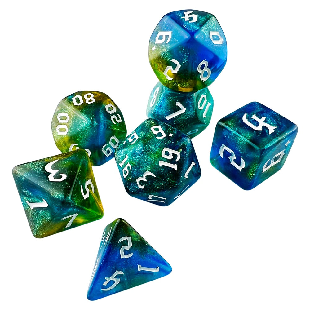 7 Dice Set  - D4 D6 D8 D10 D12 D20 D%Polyhedral Digital Multi-Color for Boardgame As Souvenirs/Gift Entertainment game Dice
