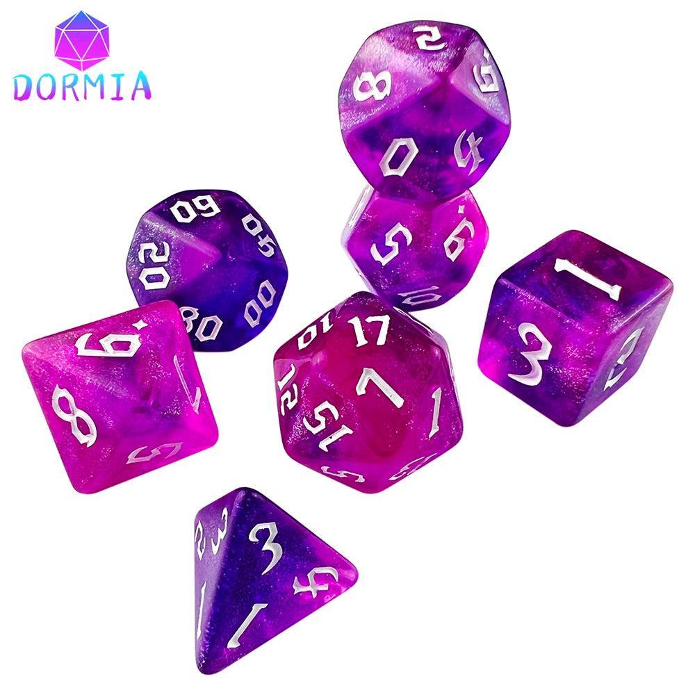 7 Dice Set  - D4 D6 D8 D10 D12 D20 D%Polyhedral Digital Multi-Color for Boardgame As Souvenirs/Gift Entertainment game Dice
